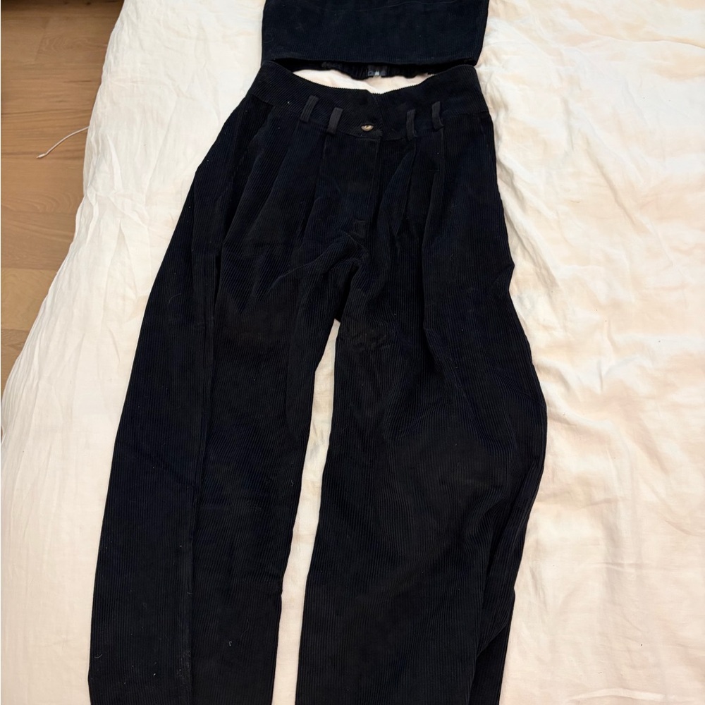 Stillwater High-Rise Black Corduroy Wide-Leg Pants Set - Picture 2 of 4